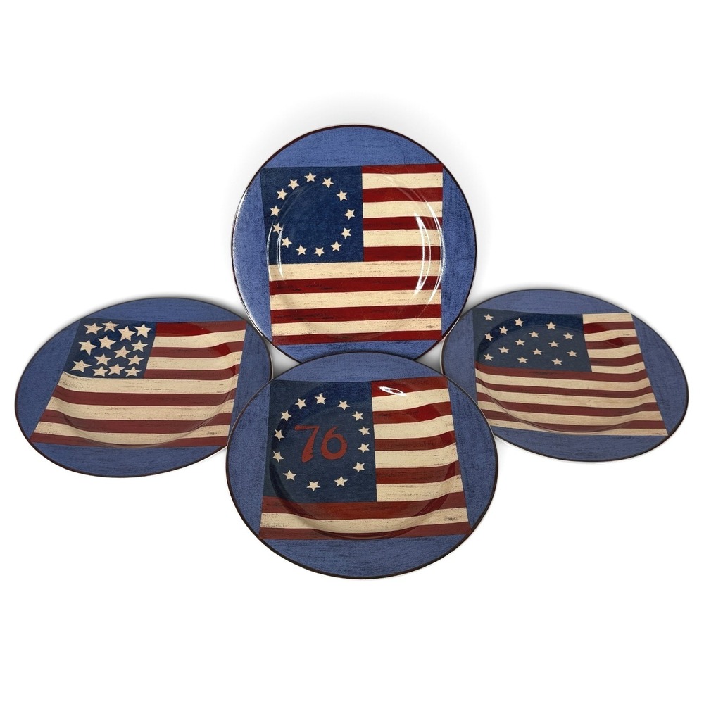Sakura Brandon House Warren Kimble Spirit of the Flag Salad Plate Set Of 4 8.25"